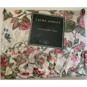 One Vintage Laura Ashley Standard Pillow Sham Ruffled Not In Package Used